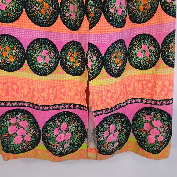Vtg Mr B of California Maxi Skirt Small? Boho Black Orange Pink Floral Print - Picture 6 of 10